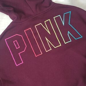 Victoria's Secret PINK Rainbow Elastic Waist Hooded Oversized Sweatshirt Size XS